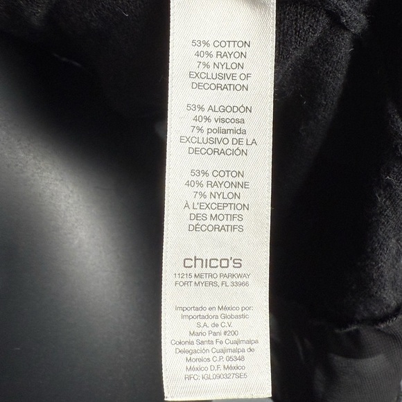 Chico's Travelers Monochrome Leaf Pattern Tunic Sheer Bottom Hem Womens Sz 2 - Picture 5 of 6